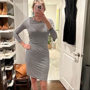 NWT Banana Republic black & white stripped dress, size S